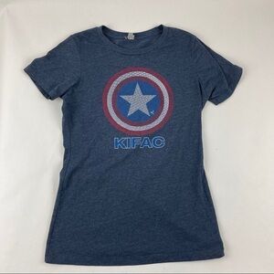 Next Level Tshirt Womens Medium Blue Short Sleeve Captain America